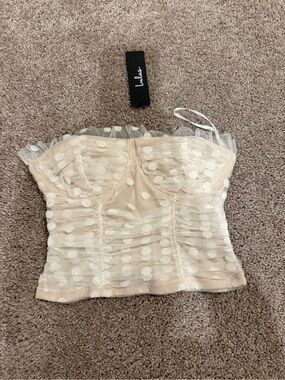 Lulu's Cream Polka Dot Bustier Tube Top